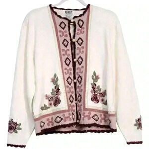 Koret White and Pink Floral Cardigan
